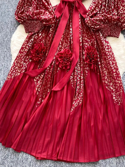Sofia Lantern Sleeve Midi Dress