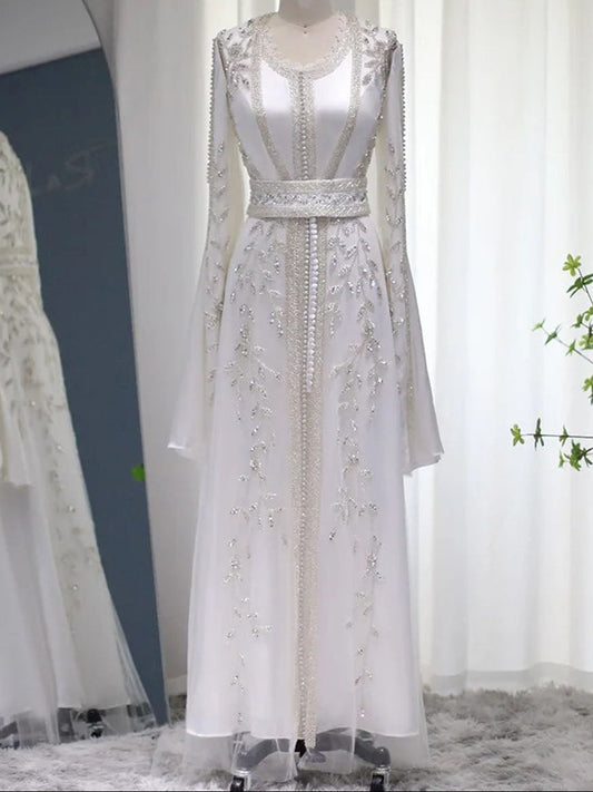 Sophia Embroidered Long Sleeve Kaftan Gown