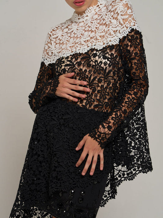 Stacey Sleeved Lace Flare Blouse