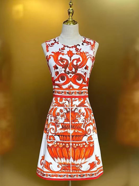Talia Baroque Print Mini Dress | Cora Bellune - image 1