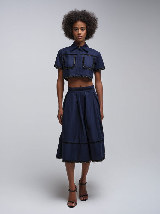 Tash Embellished Cropped Jacket & Midi Skirt Set
