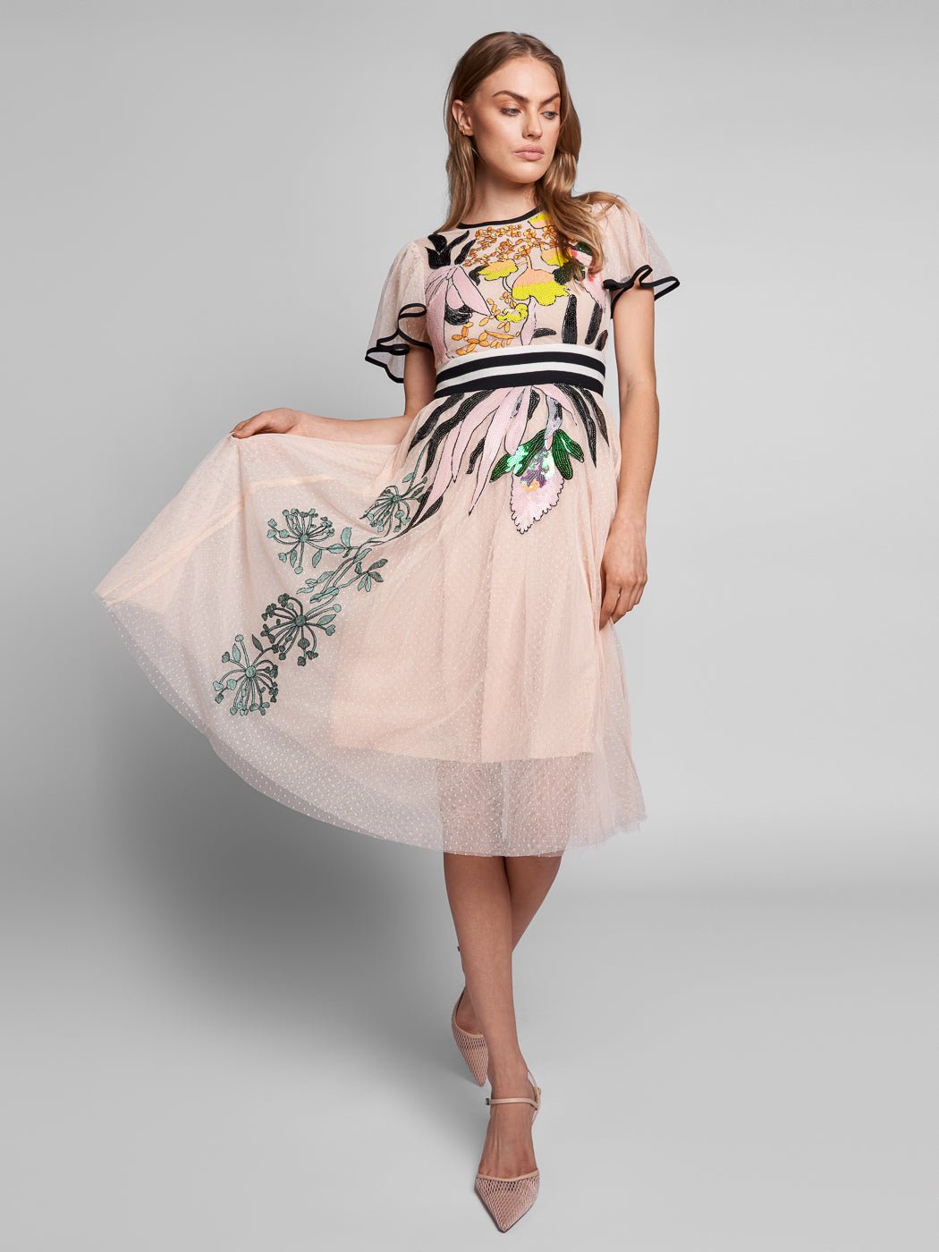 Taylor Sequin Midi Dress
