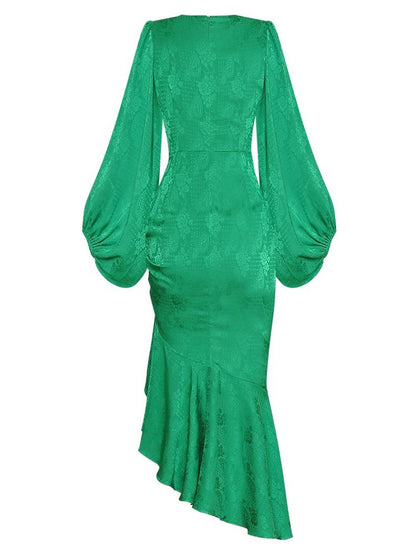 Tina Ruched Asymmetric Midi Dress