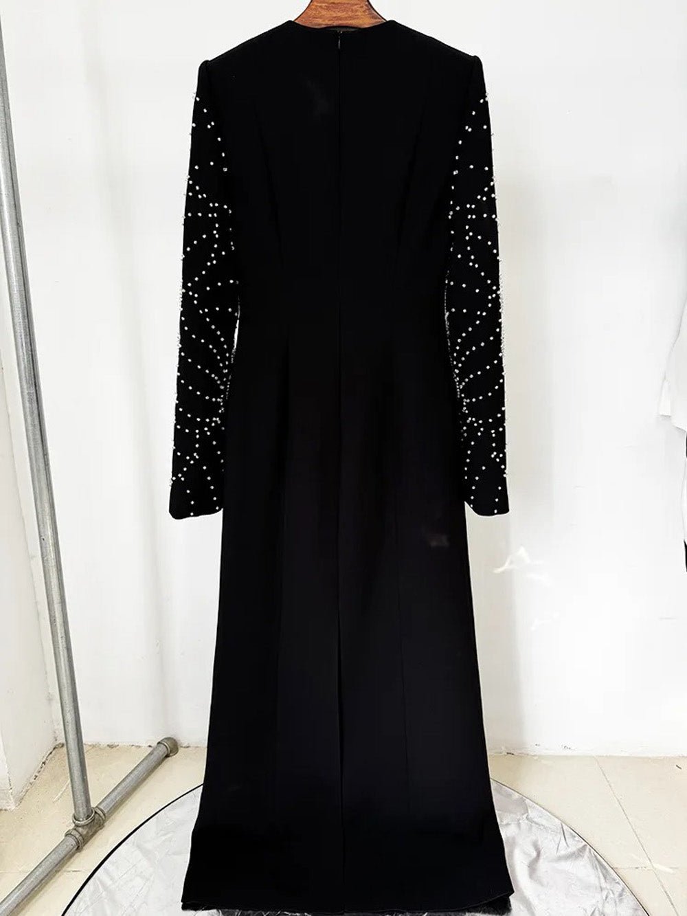 Valentina Beaded Slit Sleeve Gown