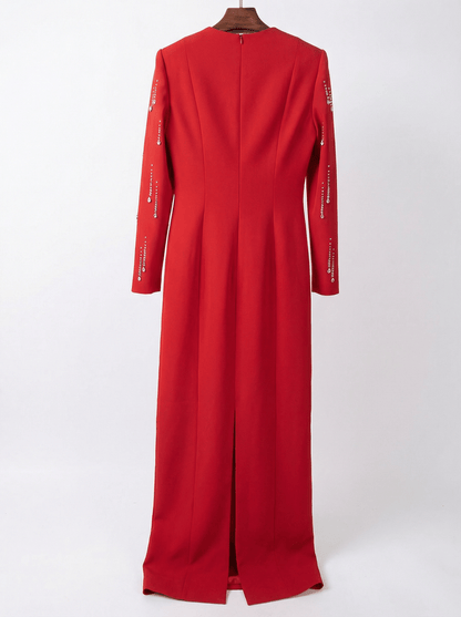 Valentina Crystal Embellished Long Sleeve Maxi Dress