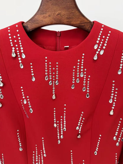 Valentina Crystal Embellished Long Sleeve Maxi Dress