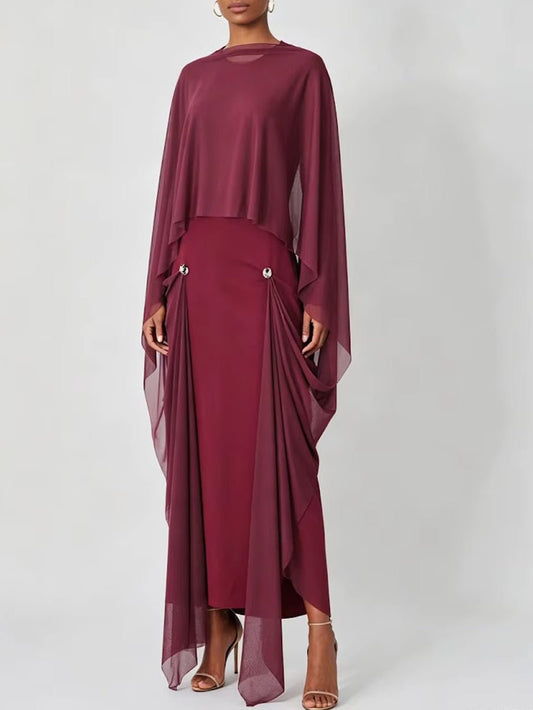 Valentina Draped Cape Maxi Dress