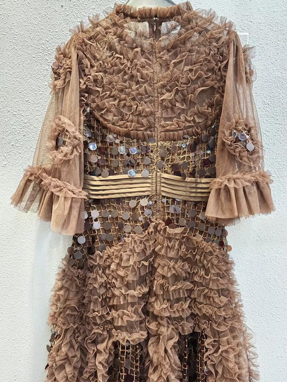 Valentina Ruffled Sequin Midi Dress