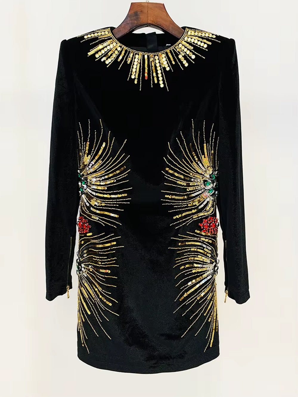 Valentina Velvet Embellished Mini Dress
