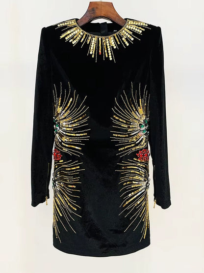 Valentina Velvet Embellished Mini Dress