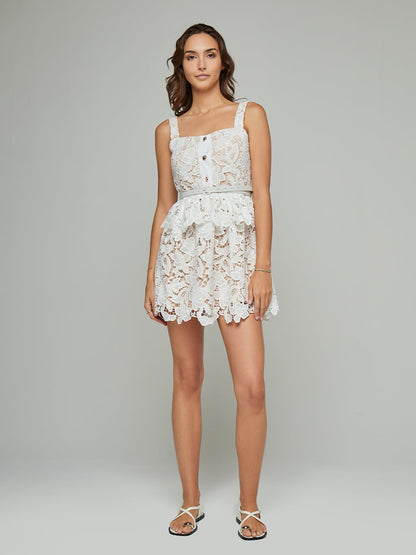 Velma Peplum Strapped Lace Mini Dress