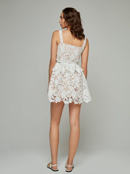 Velma Peplum Strapped Lace Mini Dress