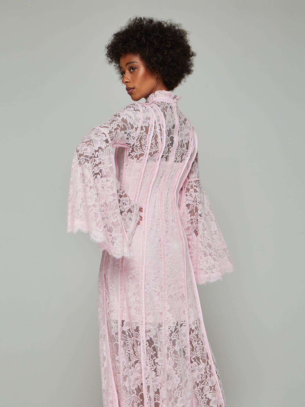 Veronica Stand-Collar Lace Maxi Dress