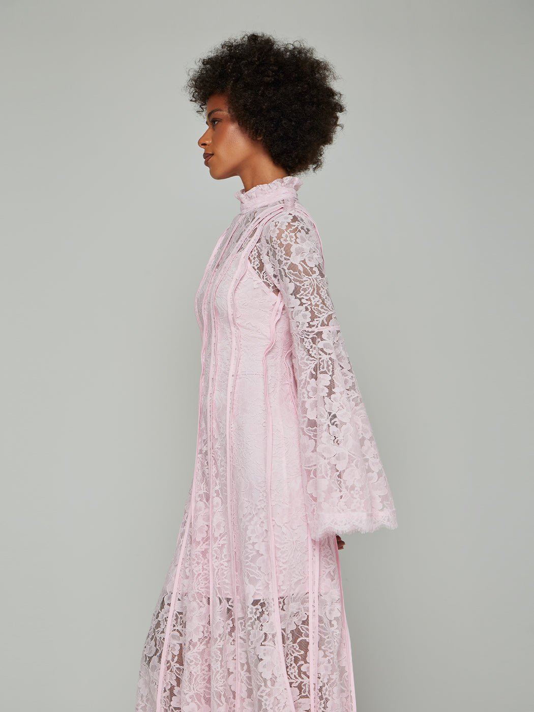 Veronica Stand-Collar Lace Maxi Dress
