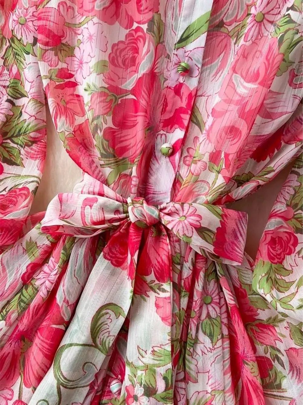 Victoria Chiffon Lantern Sleeve Midi Dress