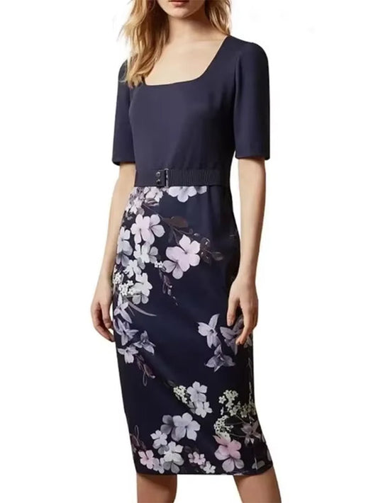 Vivienne Floral Contrast Midi Dress