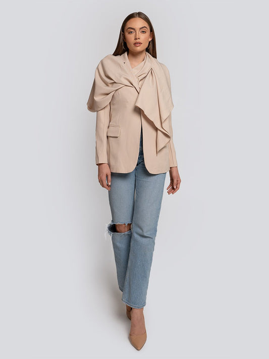 Willow Draped Collar Asymmetrical Blazer