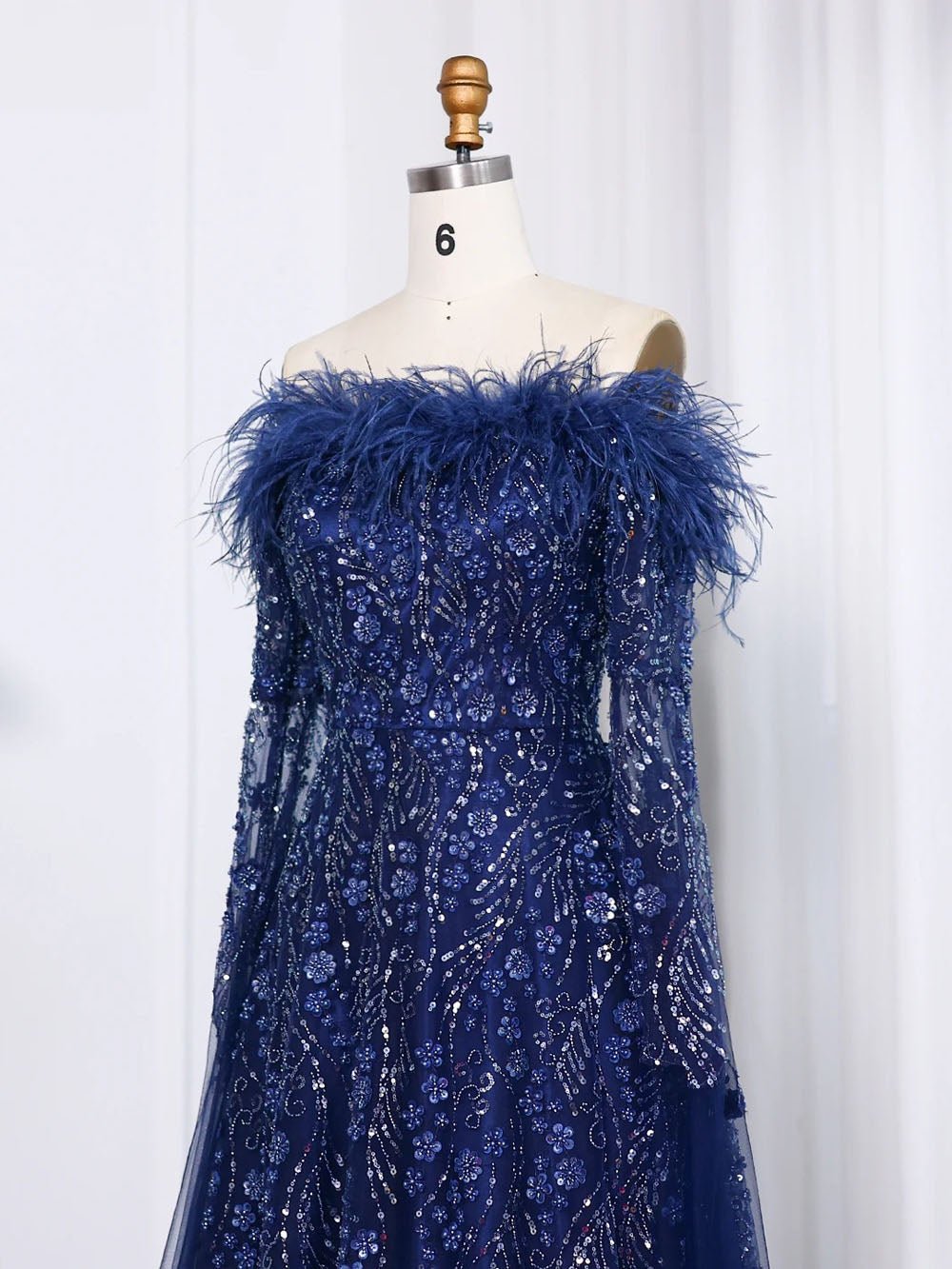 Wren Off-Shoulder Feather Maxi Dress