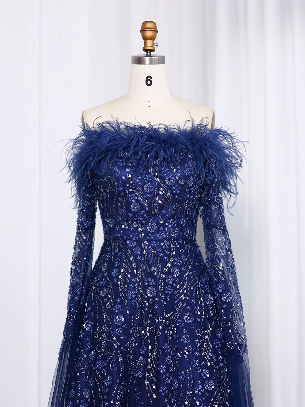 Wren Off-Shoulder Feather Maxi Dress