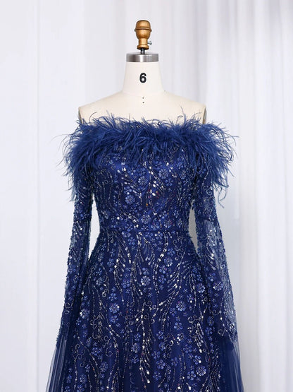 Wren Off-Shoulder Feather Maxi Dress
