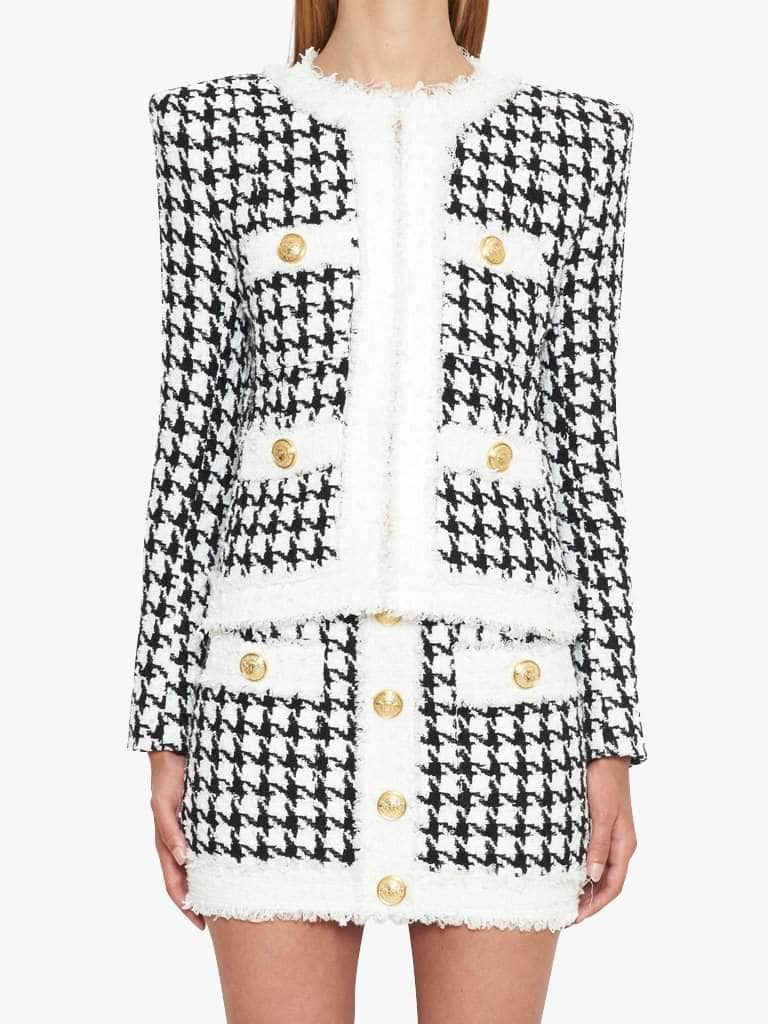 Yulia B&W Houndstooth Jacket