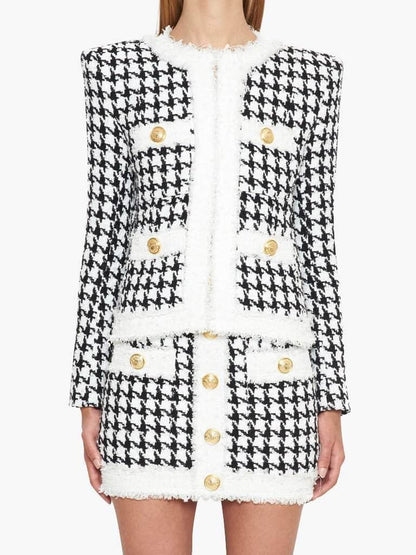 Yulia B&W Houndstooth Jacket