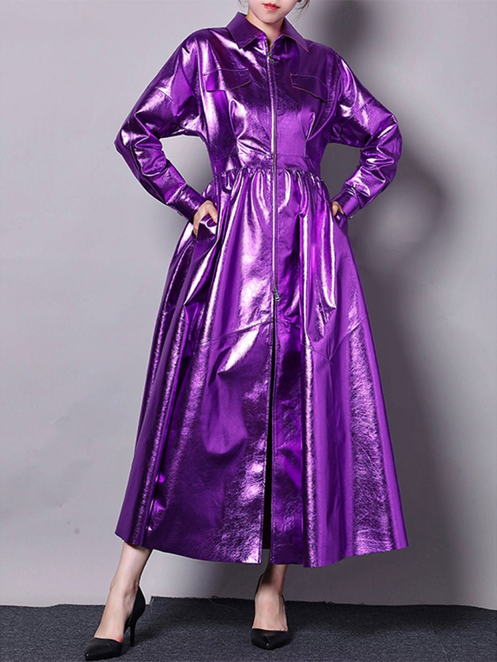 Zaid Leather Trench Coat