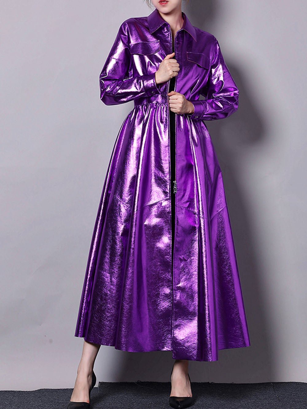 Zaid Leather Trench Coat