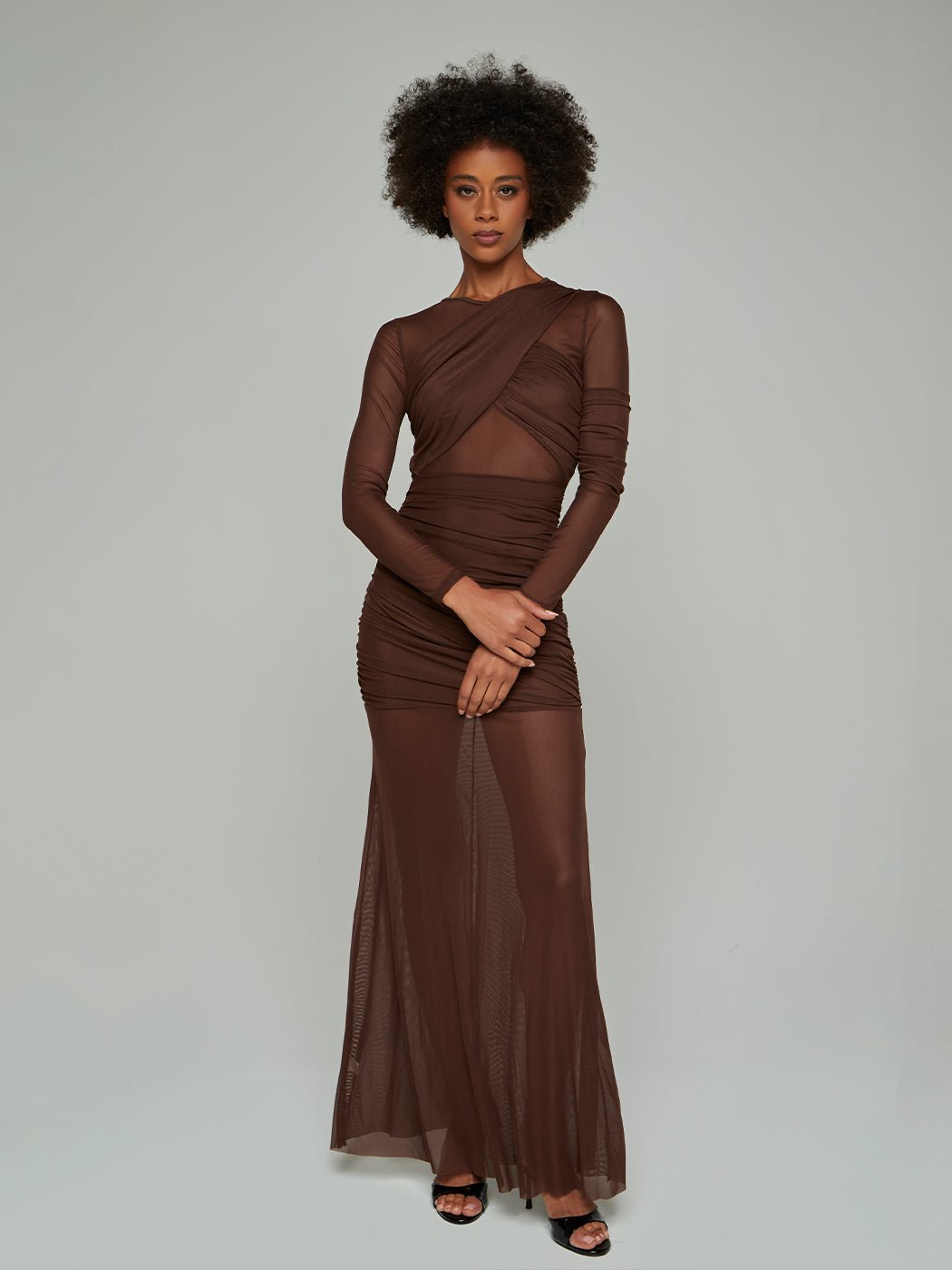 Zia Criss-Cross Mesh Maxi Dress