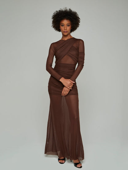 Zia Criss-Cross Mesh Maxi Dress