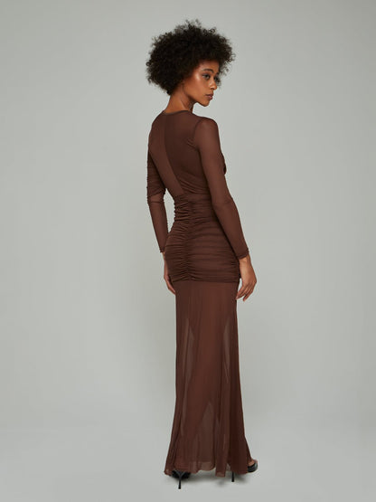 Zia Criss-Cross Mesh Maxi Dress