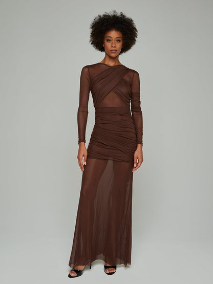 Zia Criss-Cross Mesh Maxi Dress