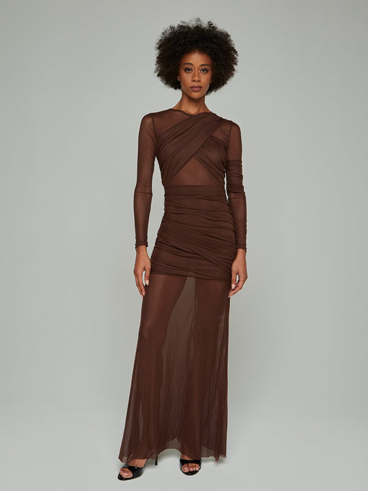 Zia Criss-Cross Mesh Maxi Dress