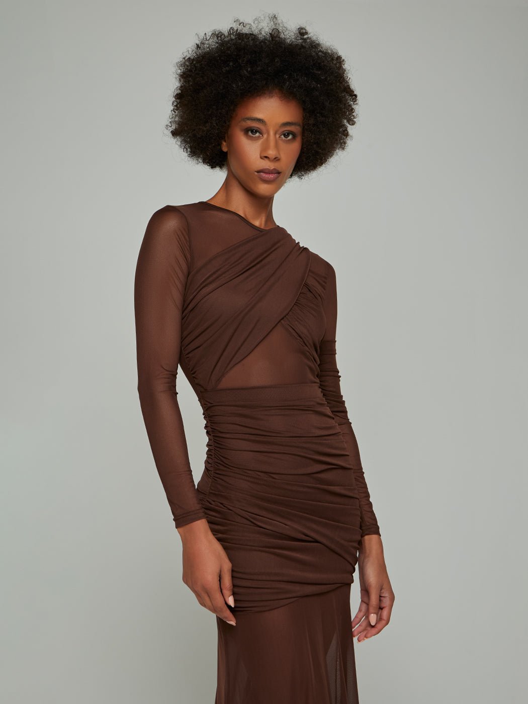 Zia Criss-Cross Mesh Maxi Dress