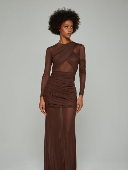 Zia Criss-Cross Mesh Maxi Dress