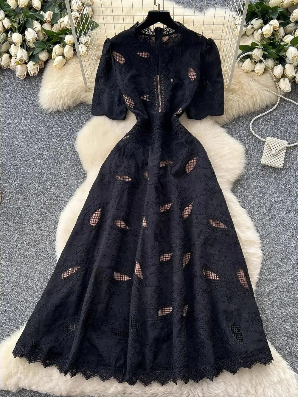 Zoey Hollow Out Midi Dress