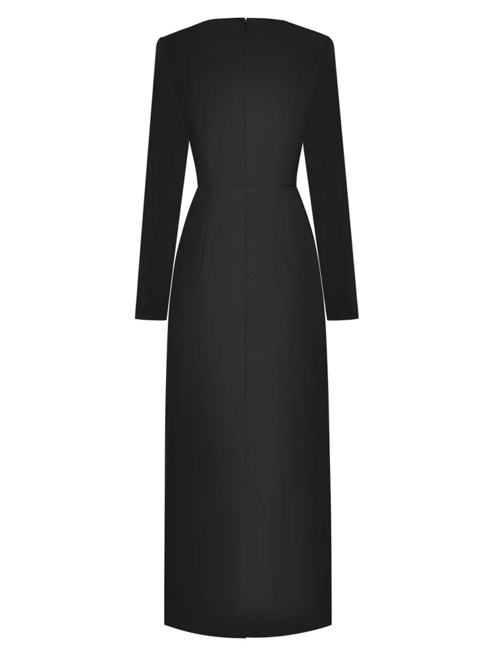 Zve Bow Buttock Slit Slim Midi Dress