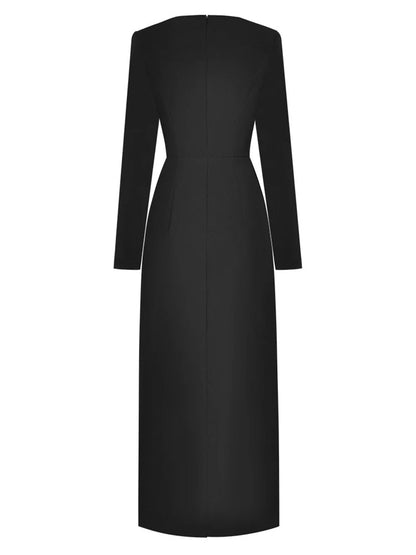 Zve Bow Buttock Slit Slim Midi Dress