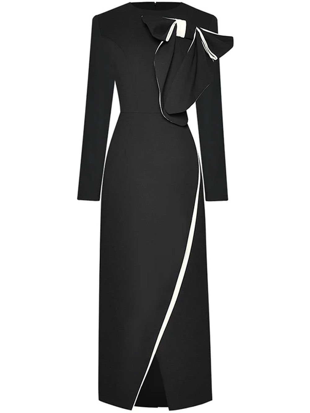 Zve Bow Buttock Slit Slim Midi Dress